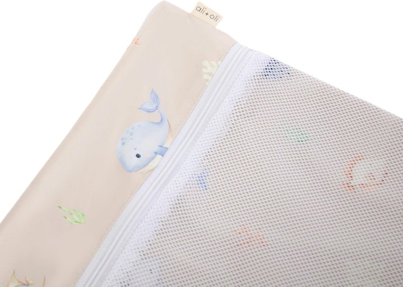 Ali+Oli Water Resistant Dual-Compartment Wet-Dry Bag for Travel, Hook to Stroller, Daycare, Diapers, Diaper Bag, Clutch Bag,15x12 inches (Undersea) - Image 3